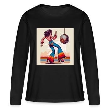 Discothèque rétro - T-shirt manches longues Premium bio Femme - noir - Devant - Julia (174cm)