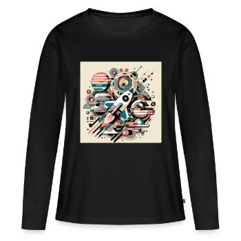 Colorful Space Expedition - Women's Premium Organic Long Sleeve Shirt - black - Front - Julia (174cm)