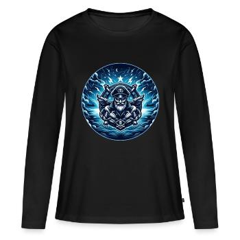 Kapitän im Sturm Logo - Frauen Premium Bio Langarmshirt - Schwarz - Vorne - Julia (174cm)
