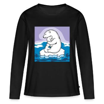 Maman ours polaire avec ses deux bébés sur une banquise - T-shirt manches longues Premium bio Femme - noir - Devant - Julia (174cm)