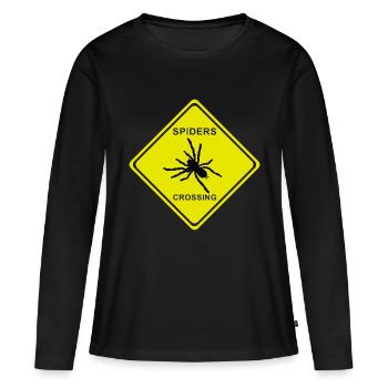 SPIDERS SCROSSING - Frauen Premium Bio Langarmshirt - Schwarz - Vorne - Julia (174cm)