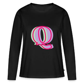 Multi-coloured letter q - Women's Premium Organic Long Sleeve Shirt - black - Front - Julia (174cm)