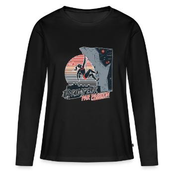 Grimpeur Par passion - T-shirt manches longues Premium bio Femme - noir - Devant - Julia (174cm)