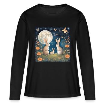 Rabbit - Frauen Premium Bio Langarmshirt - Schwarz - Vorne - Julia (174cm)