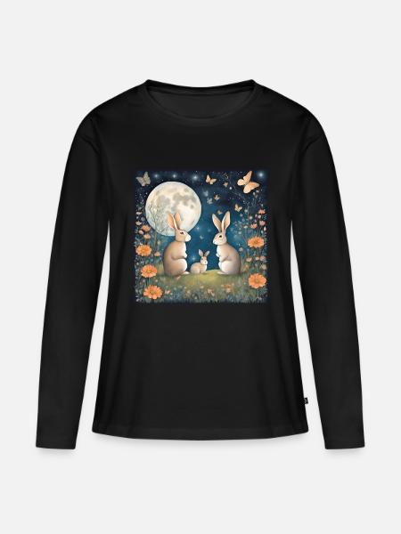 Rabbit - Frauen Premium Bio Langarmshirt - Schwarz
