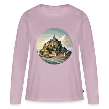 Mont Saint Michel, Normandie - Frauen Premium Bio Langarmshirt - Altrosa - Vorne - Julia (174cm)