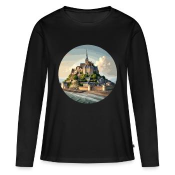 Mont Saint Michel Normandie - T-shirt manches longues Premium bio Femme - noir - Devant - Julia (174cm)