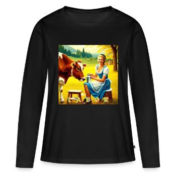 LABOR BAVARIA - T-shirt manches longues Premium bio Femme - noir - Devant - Julia (174cm)