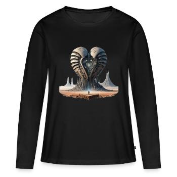 Cœur d’acier 634694 - T-shirt manches longues Premium bio Femme - noir - Devant - Julia (174cm)