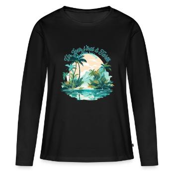 Un jour j irai à Tahiti - T-shirt manches longues Premium bio Femme - noir - Devant - Julia (174cm)