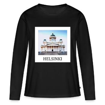 Helsinki - T-shirt manches longues Premium bio Femme - noir - Devant - Julia (174cm)