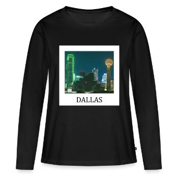 Dallas - Frauen Premium Bio Langarmshirt - Schwarz - Vorne - Julia (174cm)