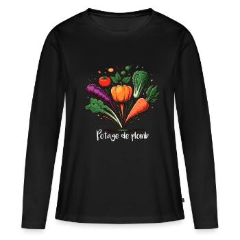 Potage de plomb - T-shirt manches longues Premium bio Femme - noir - Devant - Julia (174cm)