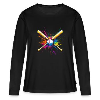 Batte de baseball multicolore - T-shirt manches longues Premium bio Femme - noir - Devant - Julia (174cm)