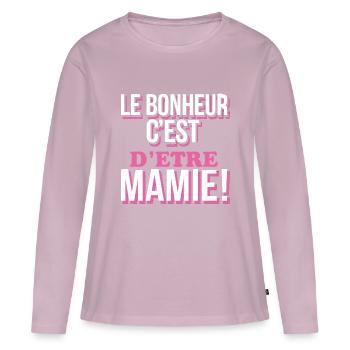 le-bonheur-cest-detre-mamie - T-shirt manches longues Premium bio Femme - rose poudré - Devant - Julia (174cm)