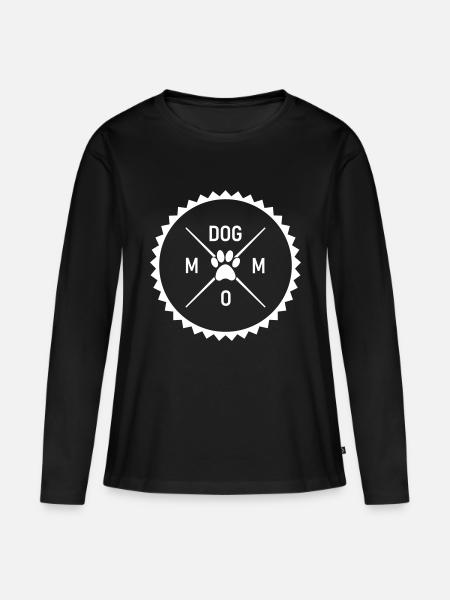 dog mom - Frauen Premium Bio Langarmshirt - Schwarz
