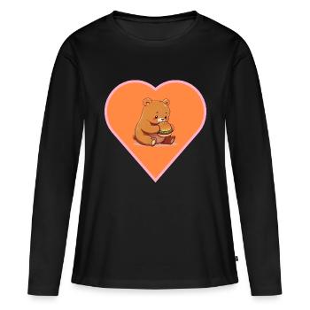 Bjørn adore les hamburgers - T-shirt manches longues Premium bio Femme - noir - Devant - Julia (174cm)