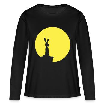 Lapin Lune Falaise Montagne Nuit Ronde Soleil Peeps Stands - T-shirt manches longues Premium bio Femme - noir - Devant - Julia (174cm)
