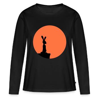 Lapin Lune Falaise Montagne Nuit Ronde Soleil Peeps Stands - T-shirt manches longues Premium bio Femme - noir - Devant - Julia (174cm)