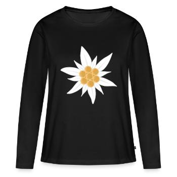 Edelweiß-Blüte - Frauen Premium Bio Langarmshirt - Schwarz - Vorne - Julia (174cm)