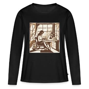 Finances 1 - T-shirt manches longues Premium bio Femme - noir - Devant - Julia (174cm)