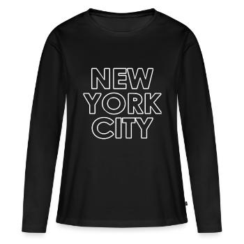 New York City - NYC - NY - Manhattan - Brooklyn - T-shirt manches longues Premium bio Femme - noir - Devant - Julia (174cm)