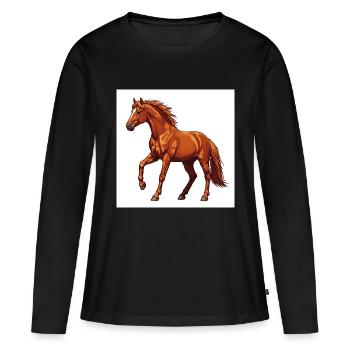 Le cheval : un animal noble - T-shirt manches longues Premium bio Femme - noir - Devant - Julia (174cm)