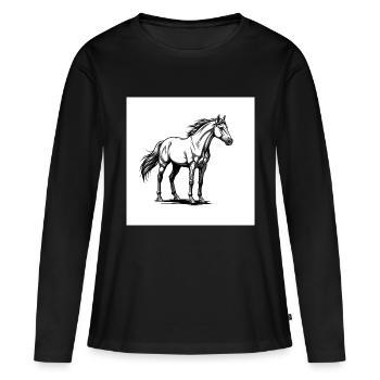 Pferde: Freunde und Begleiter - Frauen Premium Bio Langarmshirt - Schwarz - Vorne - Julia (174cm)
