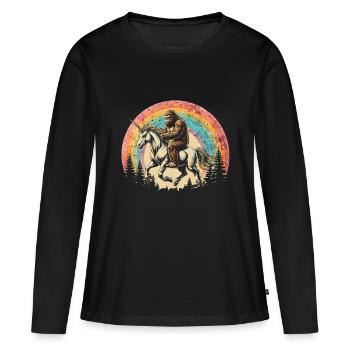 Bigfoot Regenbogen Einhorn - Frauen Premium Bio Langarmshirt - Schwarz - Vorne - Julia (174cm)