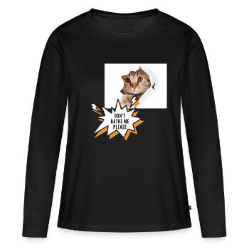 Ne me baigne pas chat - T-shirt manches longues Premium bio Femme - noir - Devant - Julia (174cm)