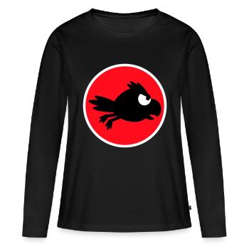 corbeau oiseau vole rapide drôle bande dessinée humour logo - T-shirt manches longues Premium bio Femme - noir - Devant - Julia (174cm)