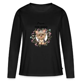 Passion pour l’art des chiens (charmant petit dieu) - T-shirt manches longues Premium bio Femme - noir - Devant - Julia (174cm)