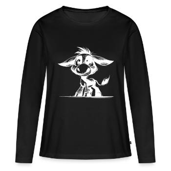 Câlin bébé âne dessin au crayon drôle - T-shirt manches longues Premium bio Femme - noir - Devant - Julia (174cm)