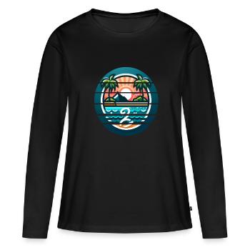 Palm Island coloré Offliner - T-shirt manches longues Premium bio Femme - noir - Devant - Julia (174cm)