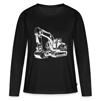 Excavatrice - Je ne fais pas de bruit - Je crée de l’espace - T-shirt manches longues Premium bio Femme - noir - Devant - Julia (174cm)