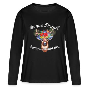 In mei Dirndl kumm i nimma nei-Schwanger in Bayern - Frauen Premium Bio Langarmshirt - Schwarz - Vorne - Julia (174cm)