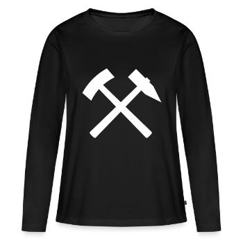 Marteau Fer - T-shirt manches longues Premium bio Femme - noir - Devant - Julia (174cm)