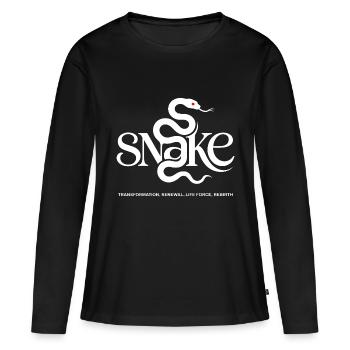 Schlange Krafttier – Transformation & Energie - Frauen Premium Bio Langarmshirt - Schwarz - Vorne - Julia (174cm)