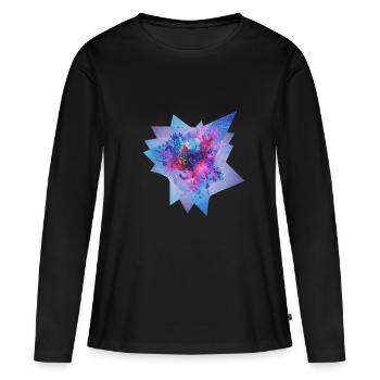 Impulsion fractale - T-shirt manches longues Premium bio Femme - noir - Devant - Julia (174cm)