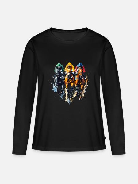 Horse Racing Horses Jockey Derby - Women's Premium Organic Long Sleeve Shirt - black