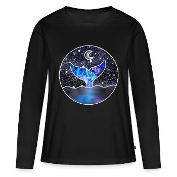 Queue de sirène cosmique - T-shirt manches longues Premium bio Femme - noir - Devant - Julia (174cm)