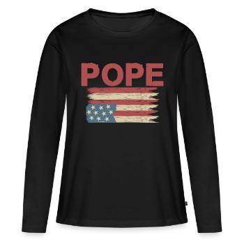 Drapeau américain Pape - T-shirt manches longues Premium bio Femme - noir - Devant - Julia (174cm)