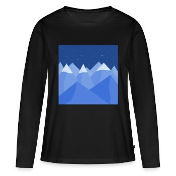 Paysage bleu - T-shirt manches longues Premium bio Femme - noir - Devant - Julia (174cm)