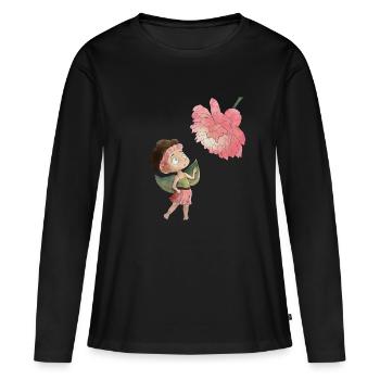 Magical fairy with peony - Women's Premium Organic Long Sleeve Shirt - black - Front - Julia (174cm)