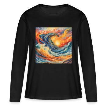 Déluge enflammé - T-shirt manches longues Premium bio Femme - noir - Devant - Julia (174cm)