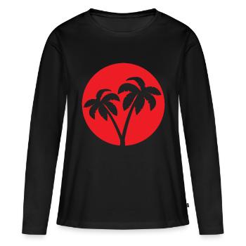 INDONET Logo - T-shirt manches longues Premium bio Femme - noir - Devant - Julia (174cm)