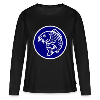 Icône de poisson carpe - T-shirt manches longues Premium bio Femme - noir - Devant - Julia (174cm)