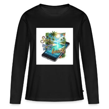 My Phone My Beach: Tropical Tech Tee - T-shirt manches longues Premium bio Femme - noir - Devant - Julia (174cm)