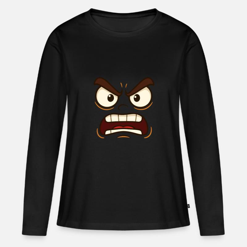 Böse oder Verärgert? Jedenfalls markantes Gesicht - Frauen Premium Bio Langarmshirt - Schwarz