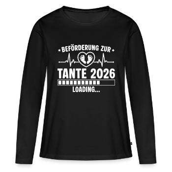 Beförderung zur Tante 2026 loading - Frauen Premium Bio Langarmshirt - Schwarz - Vorne - Julia (174cm)